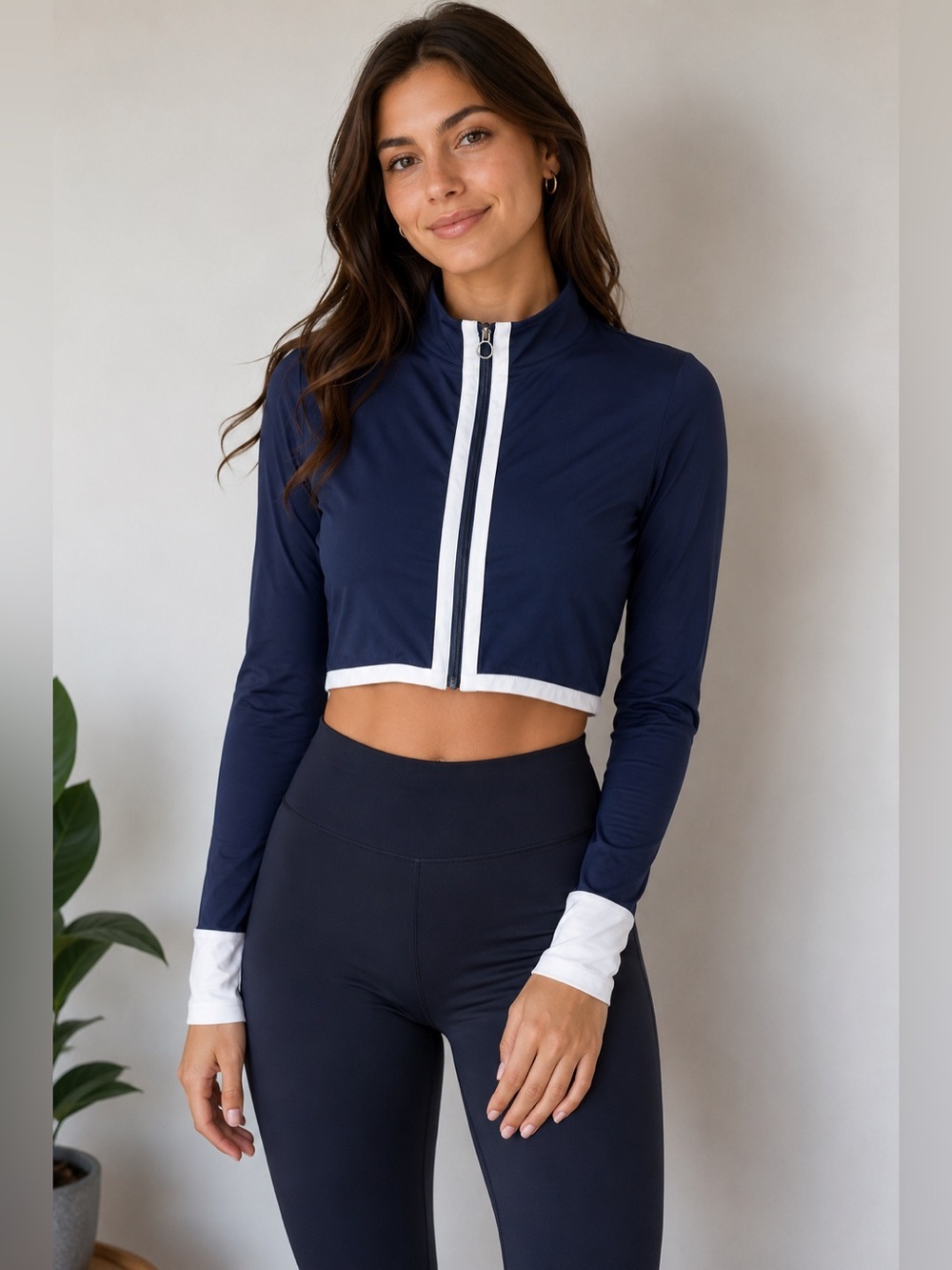 KINONA Athletic Zip Jacket | Women’s S/M | Navy with Contrast Trim
